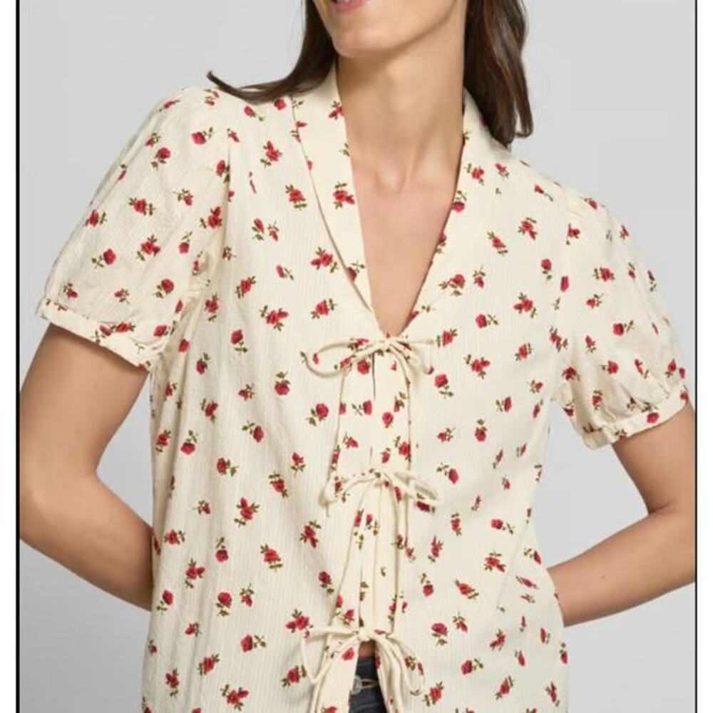 Ichi Rosey Tie Front Shirt Blouse